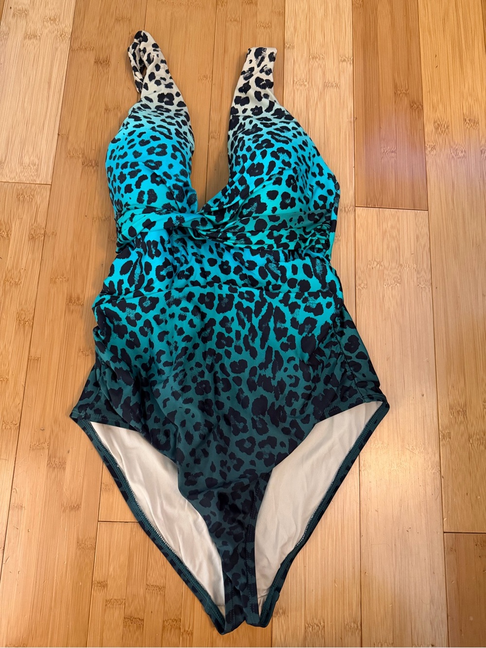 La Blanca Teal and Black Leopard One-Piece Swimsuit